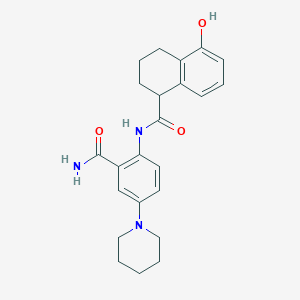 molecular formula C23H27N3O3 B6939003 N-(2-carbamoyl-4-piperidin-1-ylphenyl)-5-hydroxy-1,2,3,4-tetrahydronaphthalene-1-carboxamide 