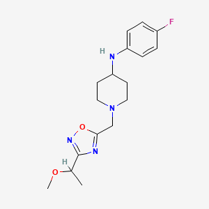 molecular formula C17H23FN4O2 B6939036 N-(4-fluorophenyl)-1-[[3-(1-methoxyethyl)-1,2,4-oxadiazol-5-yl]methyl]piperidin-4-amine 