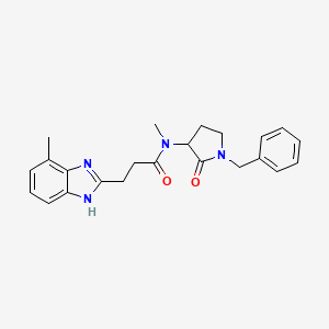 molecular formula C23H26N4O2 B6939068 N-(1-benzyl-2-oxopyrrolidin-3-yl)-N-methyl-3-(4-methyl-1H-benzimidazol-2-yl)propanamide 