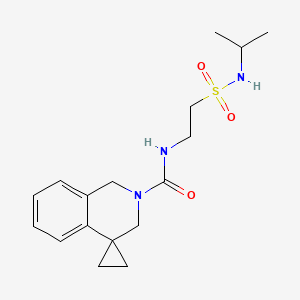 molecular formula C17H25N3O3S B6939097 N-[2-(propan-2-ylsulfamoyl)ethyl]spiro[1,3-dihydroisoquinoline-4,1'-cyclopropane]-2-carboxamide 