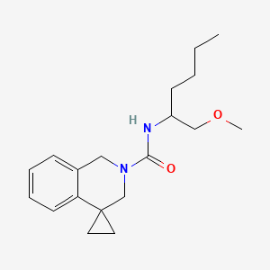 molecular formula C19H28N2O2 B6939115 N-(1-methoxyhexan-2-yl)spiro[1,3-dihydroisoquinoline-4,1'-cyclopropane]-2-carboxamide 
