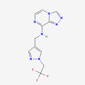 molecular formula C11H10F3N7 B6939164 N-[[1-(2,2,2-trifluoroethyl)pyrazol-4-yl]methyl]-[1,2,4]triazolo[4,3-a]pyrazin-8-amine 