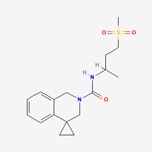 molecular formula C17H24N2O3S B6939178 N-(4-methylsulfonylbutan-2-yl)spiro[1,3-dihydroisoquinoline-4,1'-cyclopropane]-2-carboxamide 