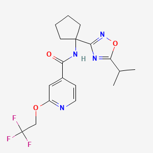 molecular formula C18H21F3N4O3 B6939211 N-[1-(5-propan-2-yl-1,2,4-oxadiazol-3-yl)cyclopentyl]-2-(2,2,2-trifluoroethoxy)pyridine-4-carboxamide 