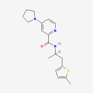 molecular formula C18H23N3OS B6939291 N-[1-(5-methylthiophen-2-yl)propan-2-yl]-4-pyrrolidin-1-ylpyridine-2-carboxamide 