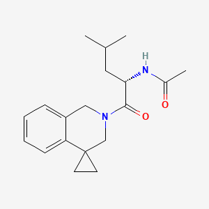 molecular formula C19H26N2O2 B6939305 N-[(2S)-4-methyl-1-oxo-1-spiro[1,3-dihydroisoquinoline-4,1'-cyclopropane]-2-ylpentan-2-yl]acetamide 