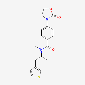 molecular formula C18H20N2O3S B6939343 N-methyl-4-(2-oxo-1,3-oxazolidin-3-yl)-N-(1-thiophen-3-ylpropan-2-yl)benzamide 