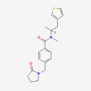 molecular formula C20H24N2O2S B6939361 N-methyl-4-[(2-oxopyrrolidin-1-yl)methyl]-N-(1-thiophen-3-ylpropan-2-yl)benzamide 