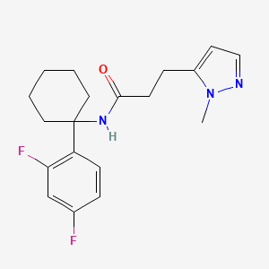 molecular formula C19H23F2N3O B6939409 N-[1-(2,4-difluorophenyl)cyclohexyl]-3-(2-methylpyrazol-3-yl)propanamide 