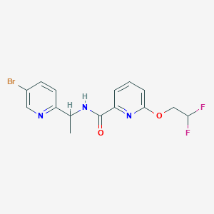 molecular formula C15H14BrF2N3O2 B6939431 N-[1-(5-bromopyridin-2-yl)ethyl]-6-(2,2-difluoroethoxy)pyridine-2-carboxamide 