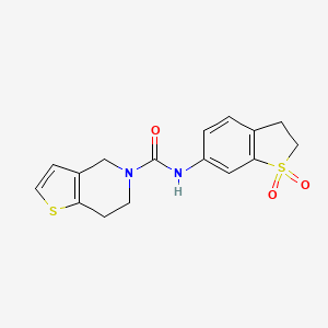 molecular formula C16H16N2O3S2 B6939490 N-(1,1-dioxo-2,3-dihydro-1-benzothiophen-6-yl)-6,7-dihydro-4H-thieno[3,2-c]pyridine-5-carboxamide 