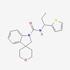 molecular formula C20H24N2O2S B6939612 N-(1-thiophen-2-ylpropyl)spiro[2H-indole-3,4'-oxane]-1-carboxamide 