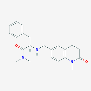 molecular formula C22H27N3O2 B6939775 N,N-dimethyl-2-[(1-methyl-2-oxo-3,4-dihydroquinolin-6-yl)methylamino]-3-phenylpropanamide 