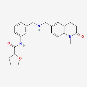 molecular formula C23H27N3O3 B6939862 N-[3-[[(1-methyl-2-oxo-3,4-dihydroquinolin-6-yl)methylamino]methyl]phenyl]oxolane-2-carboxamide 