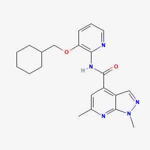 molecular formula C21H25N5O2 B6939882 N-[3-(cyclohexylmethoxy)pyridin-2-yl]-1,6-dimethylpyrazolo[3,4-b]pyridine-4-carboxamide 