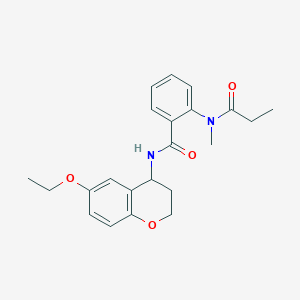 molecular formula C22H26N2O4 B6939915 N-(6-ethoxy-3,4-dihydro-2H-chromen-4-yl)-2-[methyl(propanoyl)amino]benzamide 