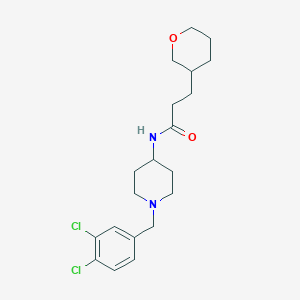 molecular formula C20H28Cl2N2O2 B6939962 N-[1-[(3,4-dichlorophenyl)methyl]piperidin-4-yl]-3-(oxan-3-yl)propanamide 