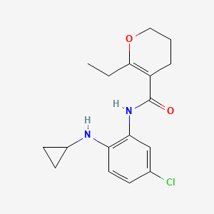 molecular formula C17H21ClN2O2 B6940031 N-[5-chloro-2-(cyclopropylamino)phenyl]-6-ethyl-3,4-dihydro-2H-pyran-5-carboxamide 