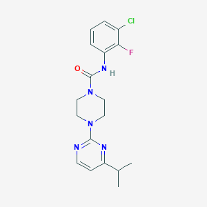 molecular formula C18H21ClFN5O B6940086 N-(3-chloro-2-fluorophenyl)-4-(4-propan-2-ylpyrimidin-2-yl)piperazine-1-carboxamide 