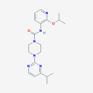 molecular formula C20H28N6O2 B6940221 N-(2-propan-2-yloxypyridin-3-yl)-4-(4-propan-2-ylpyrimidin-2-yl)piperazine-1-carboxamide 