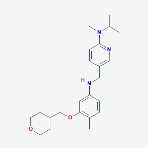 molecular formula C23H33N3O2 B6940227 N-methyl-5-[[4-methyl-3-(oxan-4-ylmethoxy)anilino]methyl]-N-propan-2-ylpyridin-2-amine 