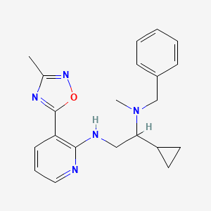 molecular formula C21H25N5O B6940272 N-benzyl-1-cyclopropyl-N-methyl-N'-[3-(3-methyl-1,2,4-oxadiazol-5-yl)pyridin-2-yl]ethane-1,2-diamine 