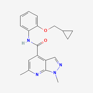 molecular formula C19H20N4O2 B6940370 N-[2-(cyclopropylmethoxy)phenyl]-1,6-dimethylpyrazolo[3,4-b]pyridine-4-carboxamide 