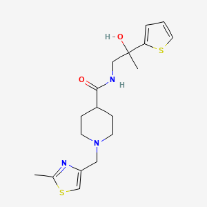 molecular formula C18H25N3O2S2 B6940394 N-(2-hydroxy-2-thiophen-2-ylpropyl)-1-[(2-methyl-1,3-thiazol-4-yl)methyl]piperidine-4-carboxamide 