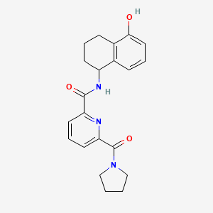 molecular formula C21H23N3O3 B6940458 N-(5-hydroxy-1,2,3,4-tetrahydronaphthalen-1-yl)-6-(pyrrolidine-1-carbonyl)pyridine-2-carboxamide 