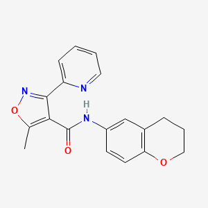 molecular formula C19H17N3O3 B6940499 N-(3,4-dihydro-2H-chromen-6-yl)-5-methyl-3-pyridin-2-yl-1,2-oxazole-4-carboxamide 