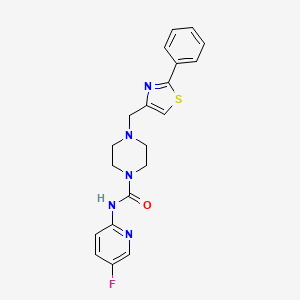 molecular formula C20H20FN5OS B6940515 N-(5-fluoropyridin-2-yl)-4-[(2-phenyl-1,3-thiazol-4-yl)methyl]piperazine-1-carboxamide 