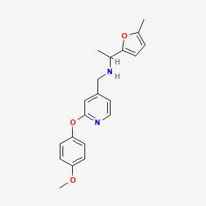 molecular formula C20H22N2O3 B6940531 N-[[2-(4-methoxyphenoxy)pyridin-4-yl]methyl]-1-(5-methylfuran-2-yl)ethanamine 