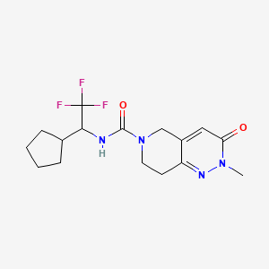 molecular formula C16H21F3N4O2 B6940575 N-(1-cyclopentyl-2,2,2-trifluoroethyl)-2-methyl-3-oxo-7,8-dihydro-5H-pyrido[4,3-c]pyridazine-6-carboxamide 