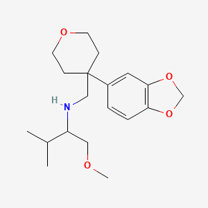 molecular formula C19H29NO4 B6940626 N-[[4-(1,3-benzodioxol-5-yl)oxan-4-yl]methyl]-1-methoxy-3-methylbutan-2-amine 