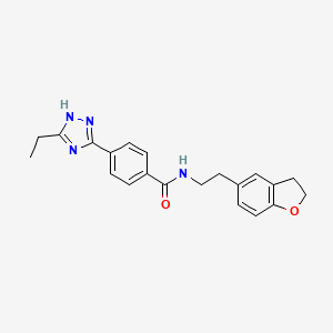 molecular formula C21H22N4O2 B6940631 N-[2-(2,3-dihydro-1-benzofuran-5-yl)ethyl]-4-(5-ethyl-1H-1,2,4-triazol-3-yl)benzamide 