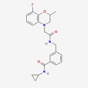 molecular formula C22H24FN3O3 B6940691 N-cyclopropyl-3-[[[2-(8-fluoro-2-methyl-2,3-dihydro-1,4-benzoxazin-4-yl)acetyl]amino]methyl]benzamide 