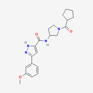 molecular formula C21H26N4O3 B6940693 N-[1-(cyclopentanecarbonyl)pyrrolidin-3-yl]-3-(3-methoxyphenyl)-1H-pyrazole-5-carboxamide 