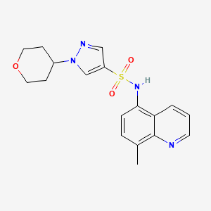 molecular formula C18H20N4O3S B6940697 N-(8-methylquinolin-5-yl)-1-(oxan-4-yl)pyrazole-4-sulfonamide 