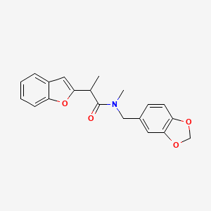 molecular formula C20H19NO4 B6940811 N-(1,3-benzodioxol-5-ylmethyl)-2-(1-benzofuran-2-yl)-N-methylpropanamide 