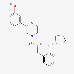 molecular formula C23H28N2O4 B6940840 N-[(2-cyclopentyloxyphenyl)methyl]-2-(3-hydroxyphenyl)morpholine-4-carboxamide 