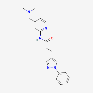molecular formula C20H23N5O B6940936 N-[4-[(dimethylamino)methyl]pyridin-2-yl]-3-(1-phenylpyrazol-4-yl)propanamide 