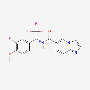 molecular formula C17H13F4N3O2 B6940953 N-[(1R)-2,2,2-trifluoro-1-(3-fluoro-4-methoxyphenyl)ethyl]imidazo[1,2-a]pyridine-6-carboxamide 