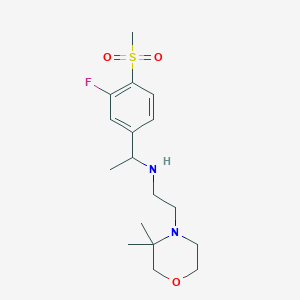molecular formula C17H27FN2O3S B6940978 N-[2-(3,3-dimethylmorpholin-4-yl)ethyl]-1-(3-fluoro-4-methylsulfonylphenyl)ethanamine 