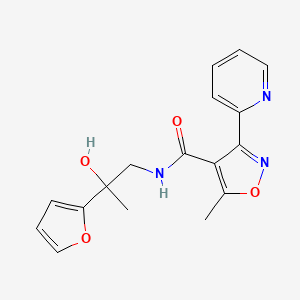 molecular formula C17H17N3O4 B6940989 N-[2-(furan-2-yl)-2-hydroxypropyl]-5-methyl-3-pyridin-2-yl-1,2-oxazole-4-carboxamide 