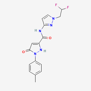 molecular formula C16H15F2N5O2 B6940993 N-[1-(2,2-difluoroethyl)pyrazol-3-yl]-2-(4-methylphenyl)-3-oxo-1H-pyrazole-5-carboxamide 
