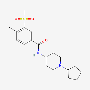 molecular formula C19H28N2O3S B6941012 N-(1-cyclopentylpiperidin-4-yl)-4-methyl-3-methylsulfonylbenzamide 