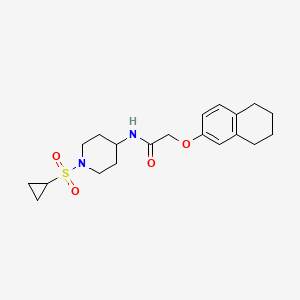 molecular formula C20H28N2O4S B6941068 N-(1-cyclopropylsulfonylpiperidin-4-yl)-2-(5,6,7,8-tetrahydronaphthalen-2-yloxy)acetamide 