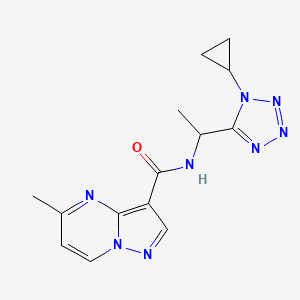 molecular formula C14H16N8O B6941081 N-[1-(1-cyclopropyltetrazol-5-yl)ethyl]-5-methylpyrazolo[1,5-a]pyrimidine-3-carboxamide 