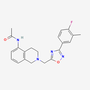 molecular formula C21H21FN4O2 B6941197 N-[2-[[3-(4-fluoro-3-methylphenyl)-1,2,4-oxadiazol-5-yl]methyl]-3,4-dihydro-1H-isoquinolin-5-yl]acetamide 