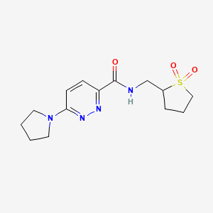 molecular formula C14H20N4O3S B6941307 N-[(1,1-dioxothiolan-2-yl)methyl]-6-pyrrolidin-1-ylpyridazine-3-carboxamide 
